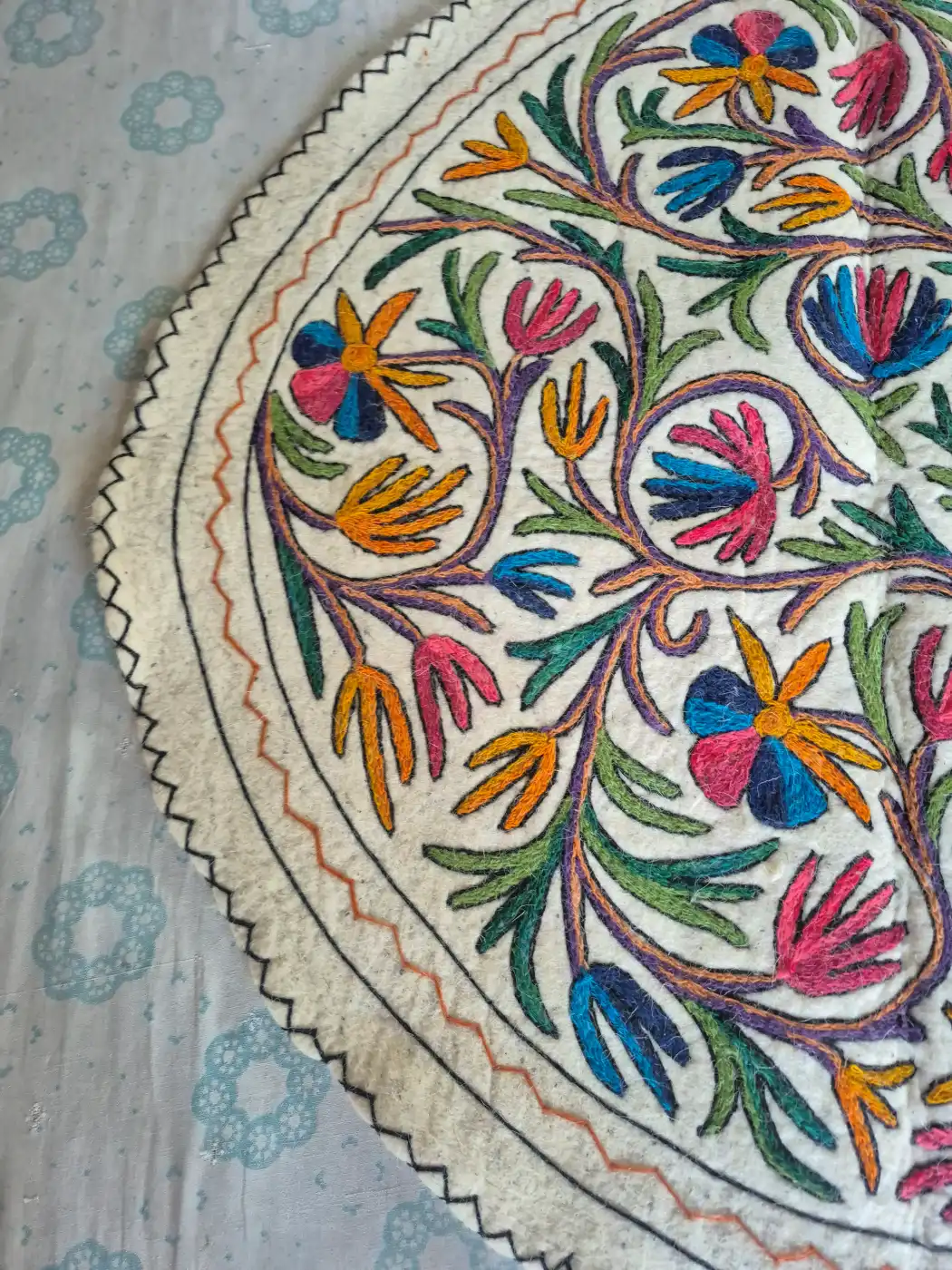 Rangrez-e-Bahar Kashmiri Handcrafted Wool Namda – 4x4 Feet - Image 4