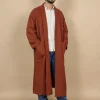 Rayyan Handloom Tweed Kashmiri Mens Gown Rust