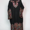 Black Kashmiri Pheran In Raffal Wool With Hand Aari | Rekhta