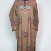Brown Kashmiri Pheran In Raffal Wool With Hand Aari | Rekhta