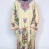 Rekhta Kashmiri Pheran In Raffal Wool With Hand Aari | Cream