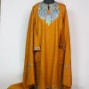 Ruwaida Kashmiri Pheran 3 Pc Set In Cashmilon wool With Aari Embroidery | Mustard