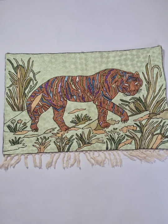 Handmade Kashmiri Wall Hanging In Silk Thread Chain Stitch 3×2 Feet