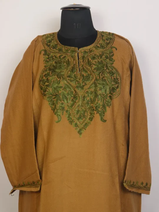 Saba Kashmiri Aari Embroidered Beige Cashmilon Pheran - Image 2