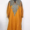 Sabeen Mustard Kashmiri Pheran in Cashmilon Wool with Front & Back Aari Work