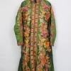 Safoora Green Silk Kashmiri Aari Embroidered Long Coat