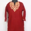 Sameen Kashmiri Girls Pheran in Maroon Cashmilon Wool with Aari Work (7 to 8Y)