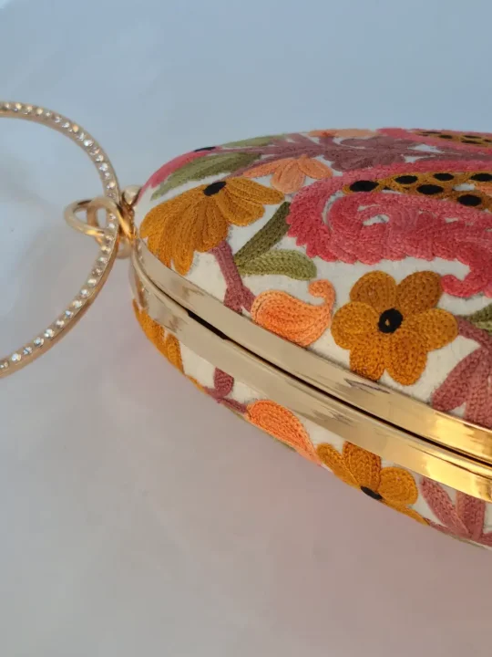 Samia Kashmiri Multicolored Coconut Bag with Aari Embroidery - Image 2