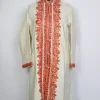 Sana Kashmiri White Cashmilon Wool Long Aari Embroidery Coat