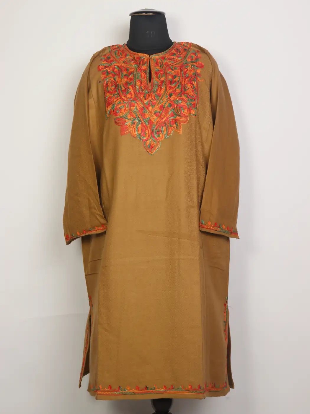 Sehar Brown Kashmiri Aari Embroidered Cashmilon Wool Pheran