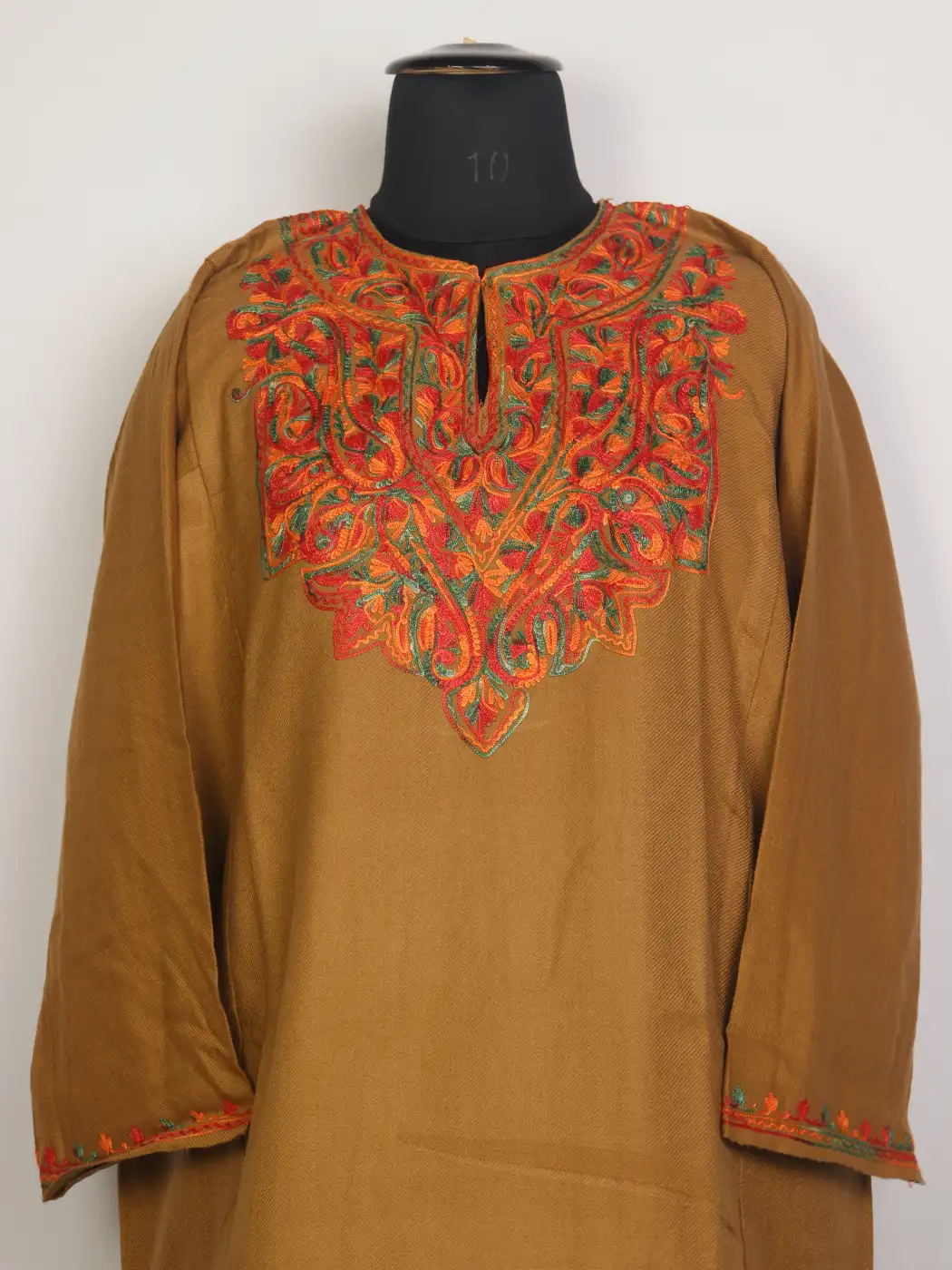 Sehar Brown Kashmiri Aari Embroidered Cashmilon Wool Pheran - Image 2