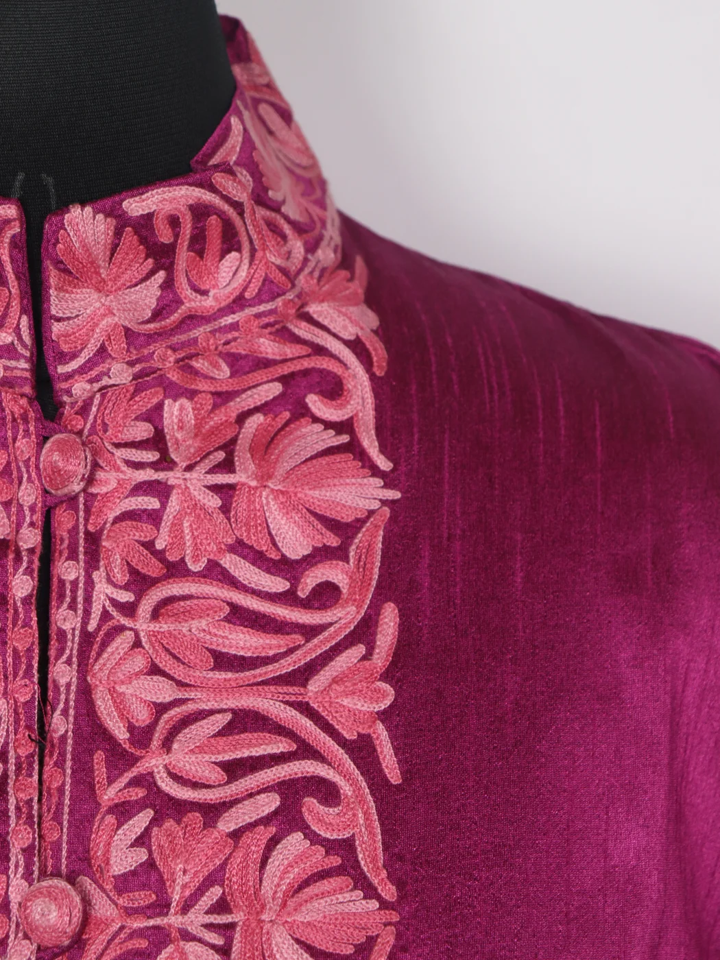Sehrish Purple Silk Kashmiri Aari Embroidered Long Coat - Image 3