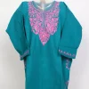 Shabana Kashmiri Girls Pheran with Aari Work in Blue Cashmilon Wool (3 to 4Y)