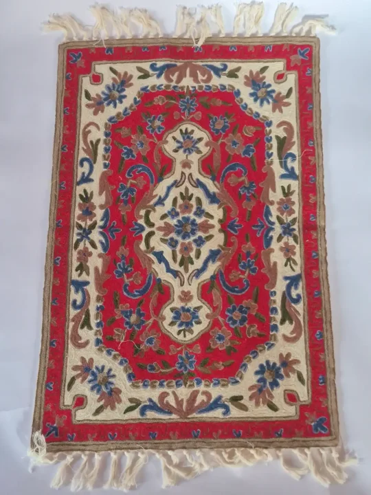 Shahaar Chain Stitch Kashmiri Hand Embroidered Rug 3 by 2 Feet