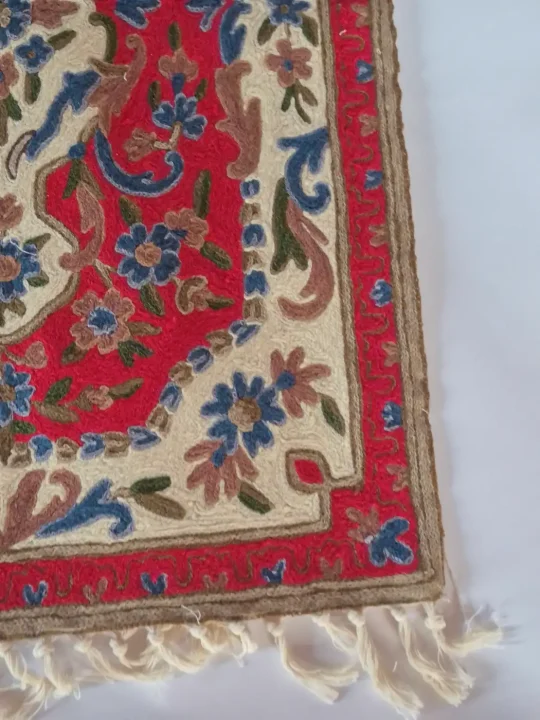 Shahaar Chain Stitch Kashmiri Hand Embroidered Rug 3*2 Ft - Image 3