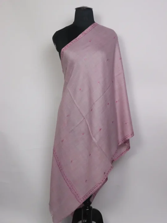 Shahzadi Kashmiri Hand Sozni Embroidery Stole Dusty Pink