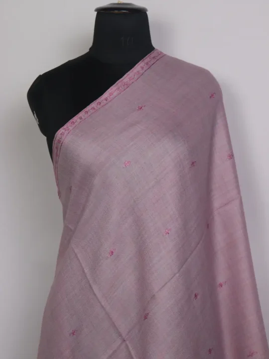 Shahzadi Kashmiri Hand Sozni Embroidery Stole Dusty Pink - Image 2