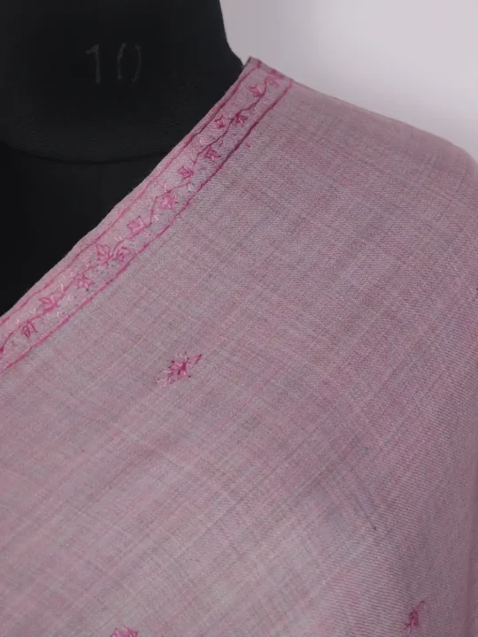 Shahzadi Kashmiri Hand Sozni Embroidery Stole Dusty Pink - Image 3