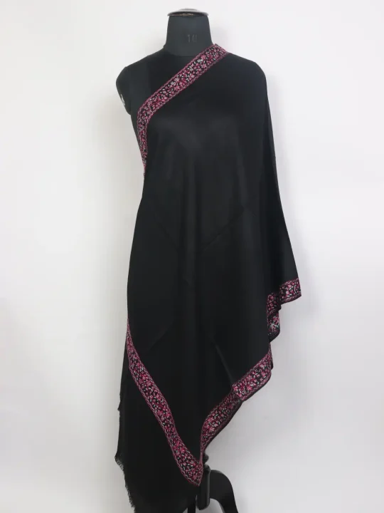 Sharmeen Kashmiri Hand Sozni Embroidred Black Stole
