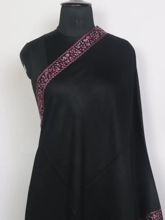 Sharmeen Kashmiri Hand Sozni Embroidred Black Stole - Image 2