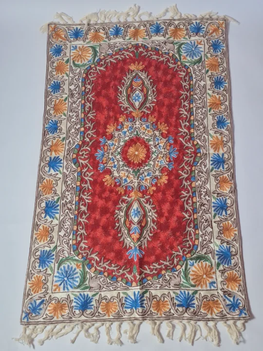 Kashmiri Handmade Rug In Silk Thread Chain Stitch | Shahzaib | 4x2.5Ft