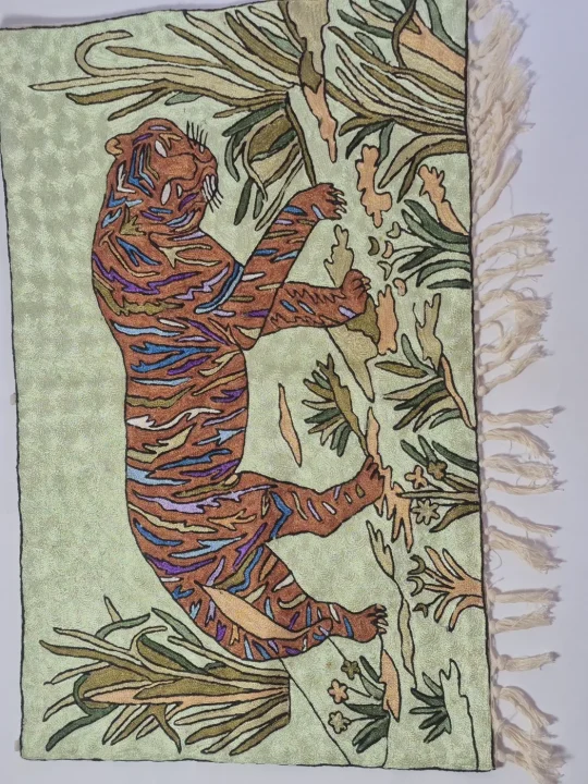 Handmade Kashmiri Wall Hanging In Silk Thread Chain Stitch 3×2 Feet