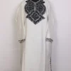 White Cashmilon Kashmiri Pheran with Black Aari Work | Ruh