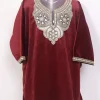Suhana Maroon Kashmiri Girls Pheran Zari Tilla Work In Holland Velvet (5 to 6Y)