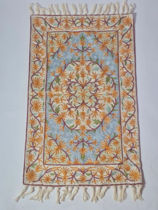 Handmade Kashmiri Rug In Silk Thread Chain Stitch | Aarif | 3x2Ft