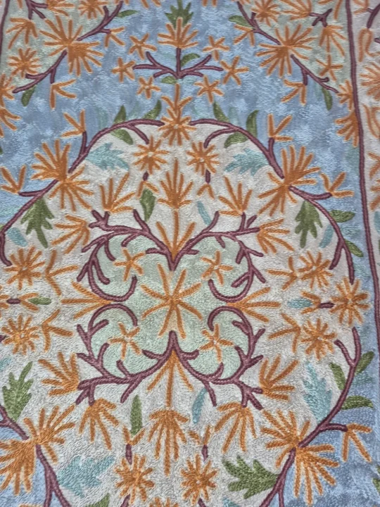 Handmade Kashmiri Rug In Silk Thread Chain Stitch | Aarif | 3x2Ft - Image 2