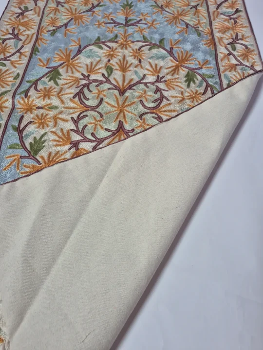 Handmade Kashmiri Rug In Silk Thread Chain Stitch | Aarif | 3x2Ft - Image 3