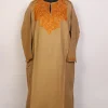 Beige Naqsh Cashmilon Pheran with Mustard Aari Embroidery