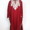 Red Kashmiri Pheran In Cashmilon Wool With Aari Embroidery | Tabassum