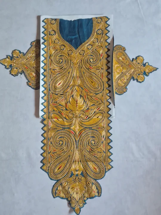Zoon Teal Blue Kashmiri Long Neck Tilla Patch Set with 4 Patches
