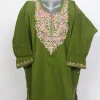 Tuba Kashmiri Girls Pheran in Olive Green Cashmilon Wool with Aari Work (3 to 4Y)