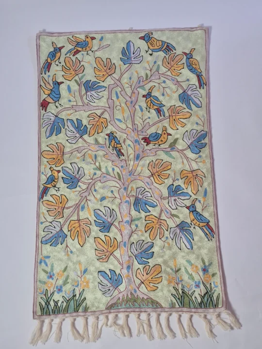 Kashmiri Wall Hanging Handmade in Silk Thread Chain Stitch  3×2 Feet Areeba