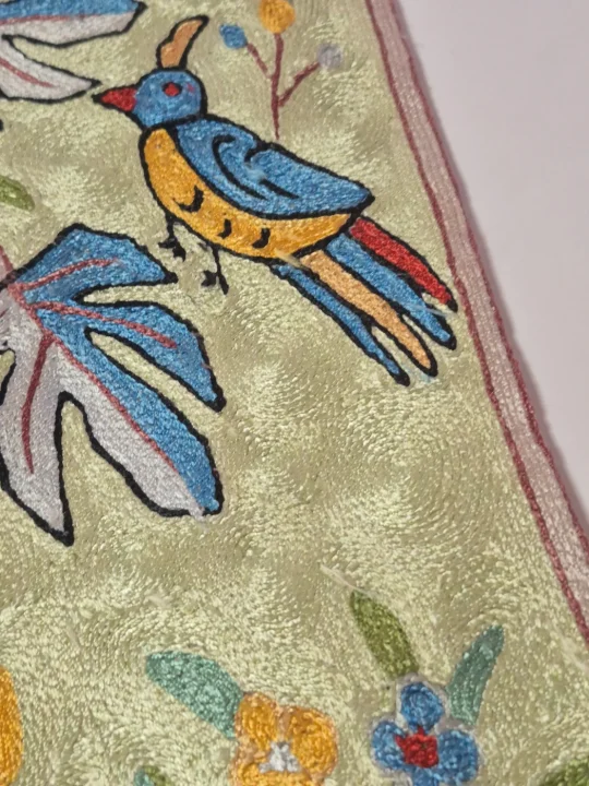 Chinar Wall Hanging Handmade in Kashmir from Silk Chain Stitch Work 3×2 Ft - Image 2