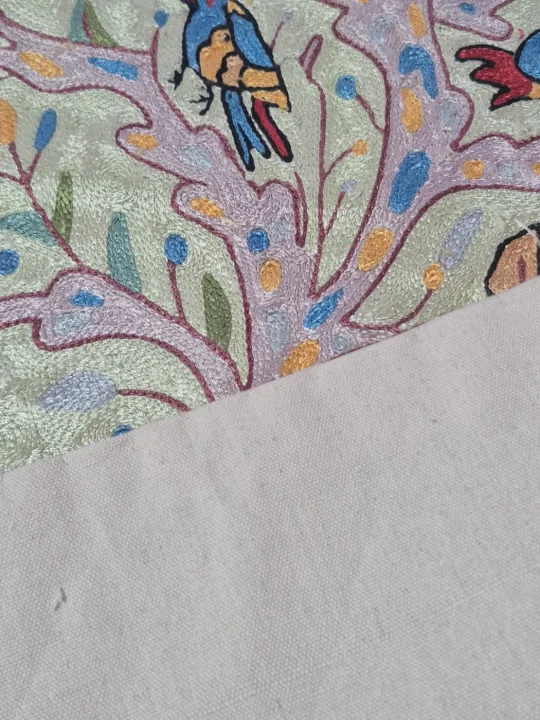 Chinar Wall Hanging Handmade in Kashmir from Silk Chain Stitch Work 3×2 Ft - Image 3