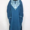 Waniya Blue Kashmiri Pheran in Raffal Wool with Aari Work