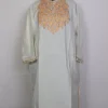 White Kashmiri Hiba Pheran with Aari Work in Cashmilon Wool