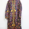 Yusra Navy Blue Silk Long Jaal Aari Embroidered Coat