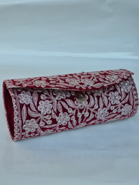 Zahira Kashmiri Maroon Clutch Bag with Botte Tilla Work