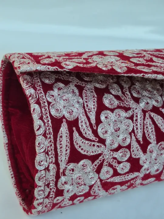 Zahira Kashmiri Maroon Clutch Bag with Botte Tilla Work - Image 2