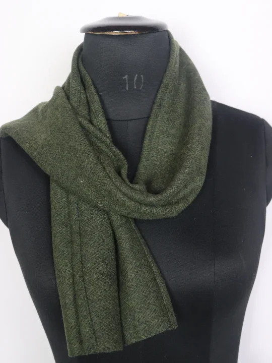 Handloom Tweed Kashmir Unisex Muffler Olive Green Zaid - Image 2