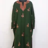 Zara Bottle Green Kashmiri Hand Sozni Pheran in Raffal Wool