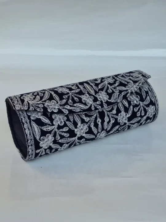 Noor Kashmiri Blue Clutch Bag with Botte Tilla Work