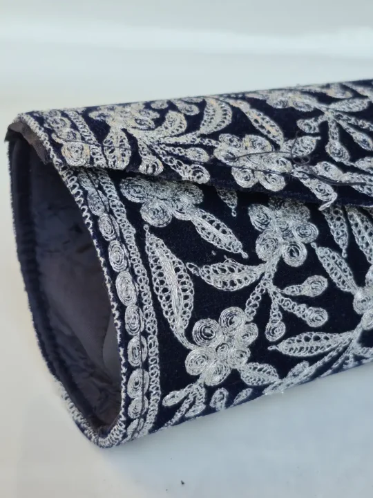 Noor Kashmiri Blue Clutch Bag with Botte Tilla Work - Image 2
