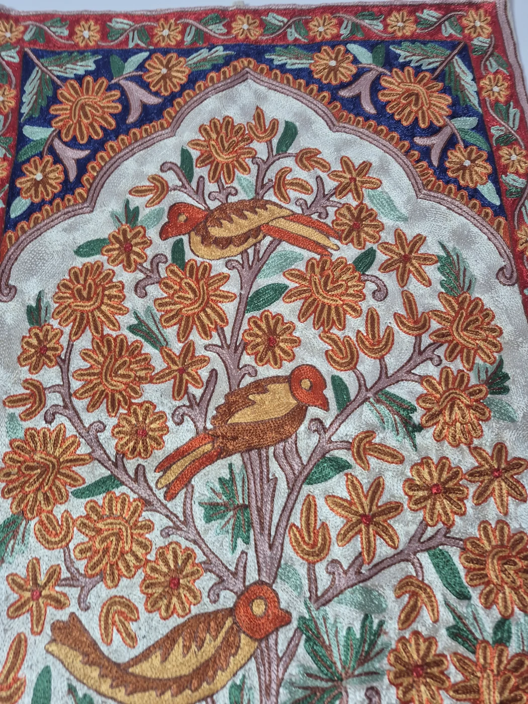 Chain Stitch Wall Hanging Handmade In Silk Thread in Kashmir | Tree Of Life | Sareer | 3*2ft - Image 2