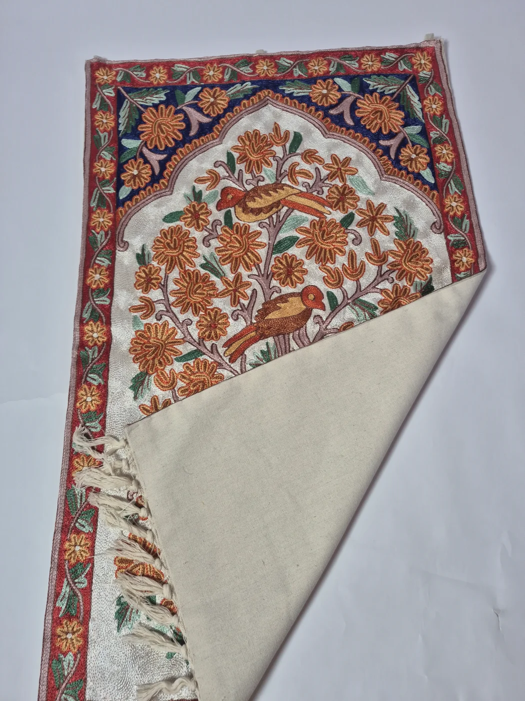 Chain Stitch Wall Hanging Handmade In Silk Thread in Kashmir | Tree Of Life | Sareer | 3*2ft - Image 3