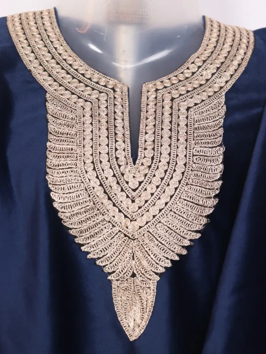 Zeba Navy Blue Kashmiri Girls Pheran In Holland Velvet With Zari Tilla Work (6 to 7Y) - Image 2